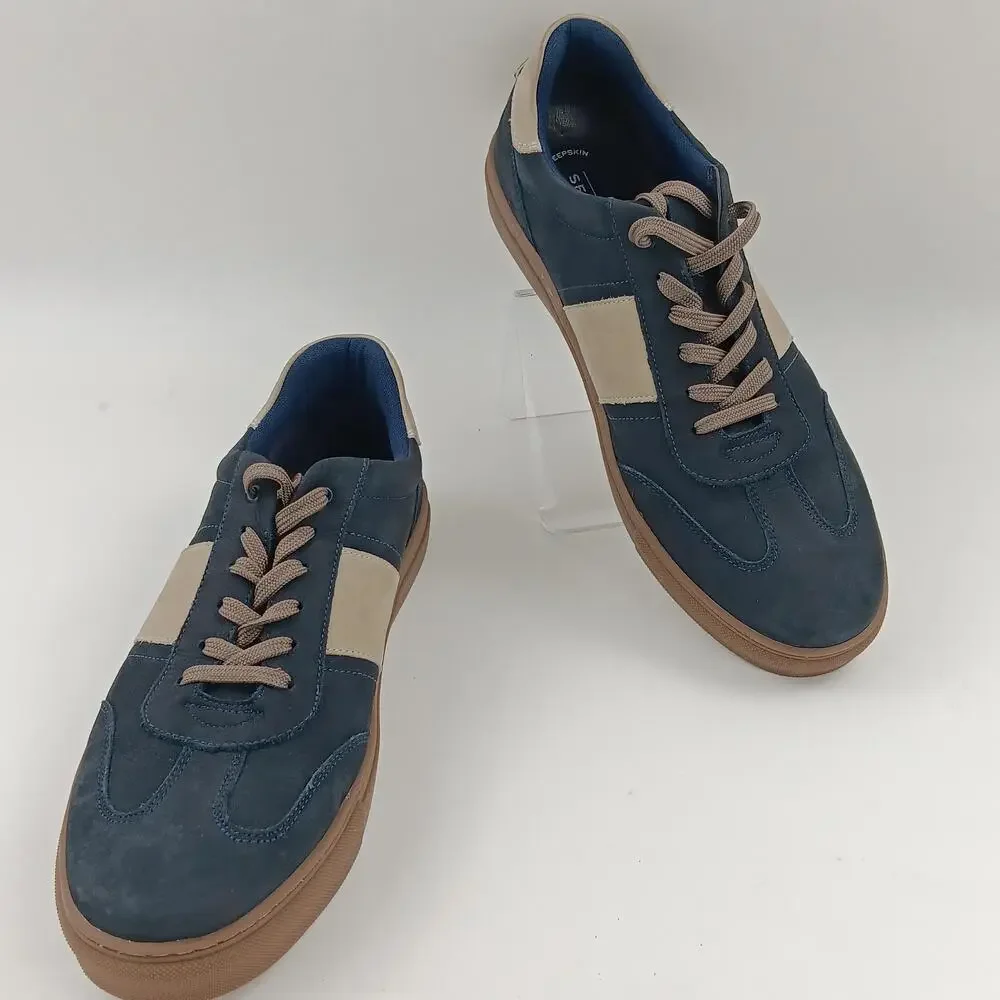 Section X Shoes Mens Size 12 Blue Leather Casual Lace Up Sneakers 641SX0010